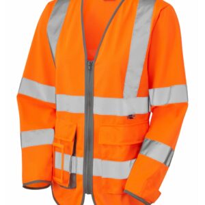 Leo Workwear Barbrook Orange Brace Sleeved Waistcoat 